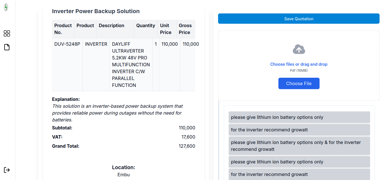 AI Product Sizing and Quotation Web Application